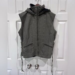 Buddhaful Gevurah Men’s Vest Full Zip Hoodie Green Size L